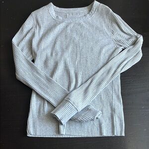 Aerie Gray Ribbed Long Sleeve Tee